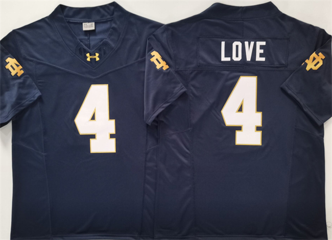 Men's Notre Dame Fighting Irish 4 Jeremiyah Love Navy 2024 F.U.S.E. Limited Stitched Jersey