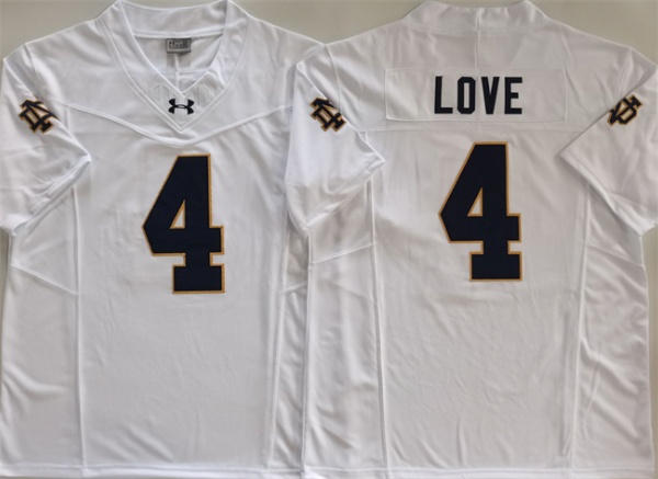 Men's Notre Dame Fighting Irish 4 Jeremiyah Love White 2024 F.U.S.E. Limited Stitched Jersey