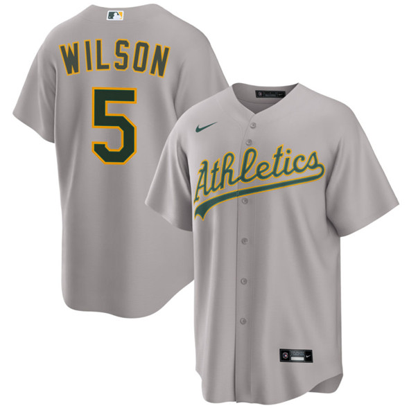 Men's Oakland Athletics 5 Jacob Wilson Gray 2024 Away Limited Stitched Jersey