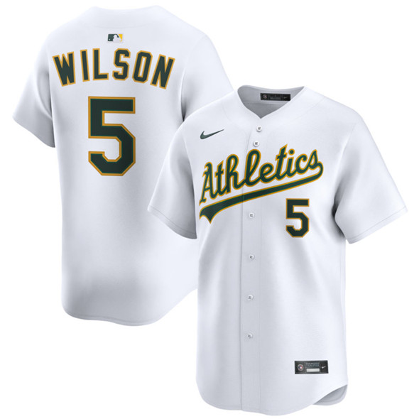 Men's Oakland Athletics 5 Jacob Wilson White 2024 Home Limited Stitched Jersey