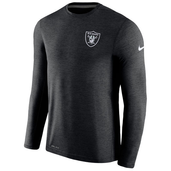Men's Oakland Raiders  Black Coaches Long Sleeve Performance T Shirt