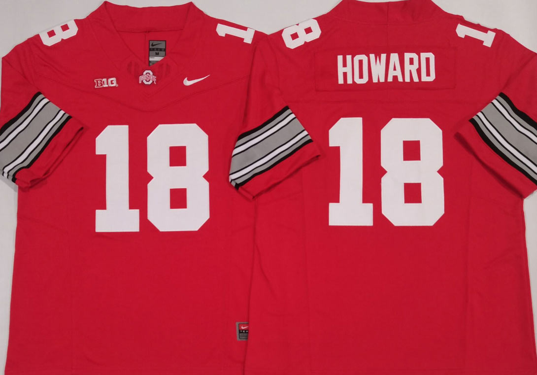 Men's Ohio State Buckeyes 18 Will Howard Red 2025 F.U.S.E
