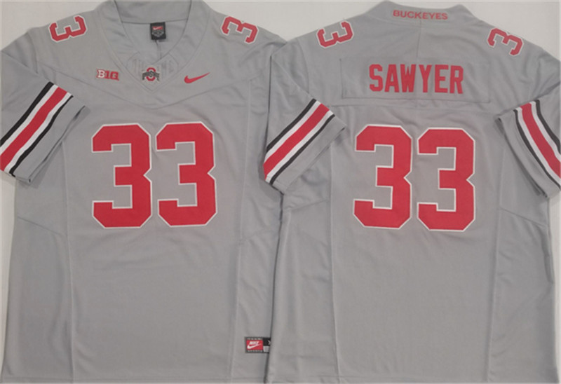 Men's Ohio State Buckeyes 33 Jack Sawyer Grey F.U.S.E. Limited Stitched Jersey