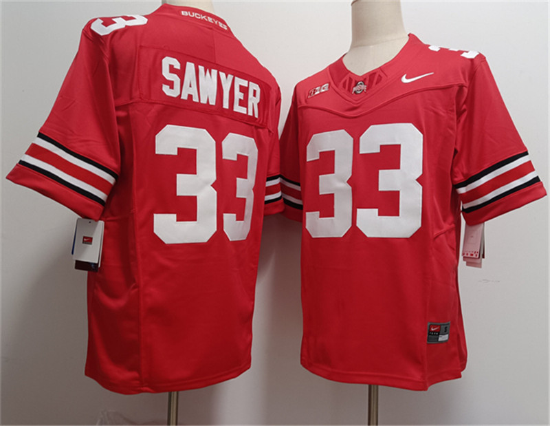 Men's Ohio State Buckeyes 33 Jack Sawyer Red 2025 F.U.S.E. Limited Stitched Jersey