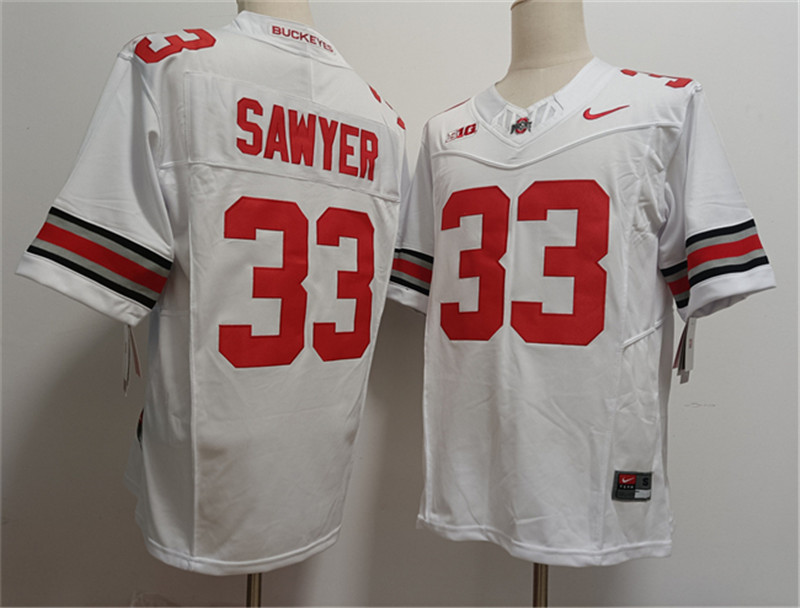Men's Ohio State Buckeyes 33 Jack Sawyer White 2025 F.U.S.E. Limited Stitched Jersey