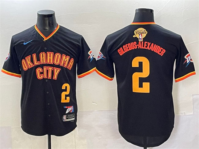 Men's Oklahoma City Thunder 2 Shai Gilgeous Alexander Black 2025 Finals Vapor Stitched Baseball Jersey