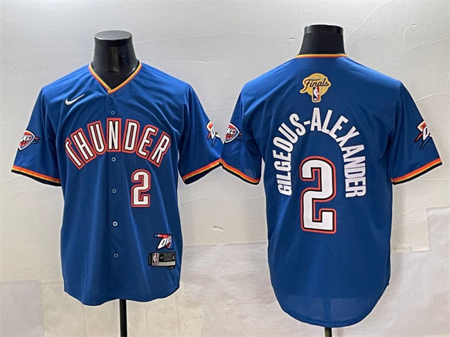 Men's Oklahoma City Thunder 2 Shai Gilgeous Alexander Blue 2025 Finals Vapor Stitched Baseball Jersey