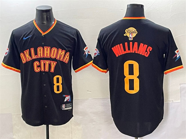 Men's Oklahoma City Thunder 8 Jalen Williams Black 2025 Finals Vapor Stitched Baseball Jersey