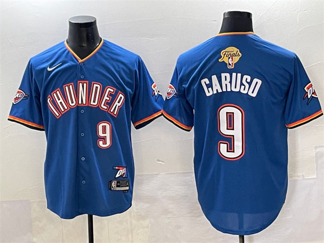 Men's Oklahoma City Thunder 9 Alex Caruso Blue 2025 Finals Vapor Stitched Baseball Jersey