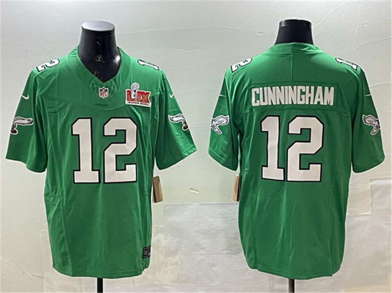 Men's Philadelphia Eagles 12 Randall Cunningham Green 2025 Super Bowl LIX Patch F.U.S.E. Throwback Vapor Untouchable Limited Stitched Football Jersey