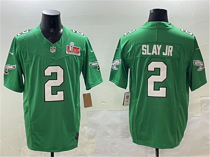 Men's Philadelphia Eagles 2 Darius Slay Jr. Green 2025 Super Bowl LIX Patch F.U.S.E. Throwback Vapor Untouchable Limited Stitched Football Jersey