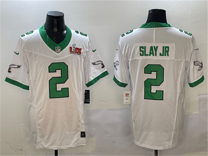 Men's Philadelphia Eagles 2 Darius Slay Jr. White 2025 Super Bowl LIX Patch F.U.S.E. Vapor Untouchable Limited Stitched Football Jersey