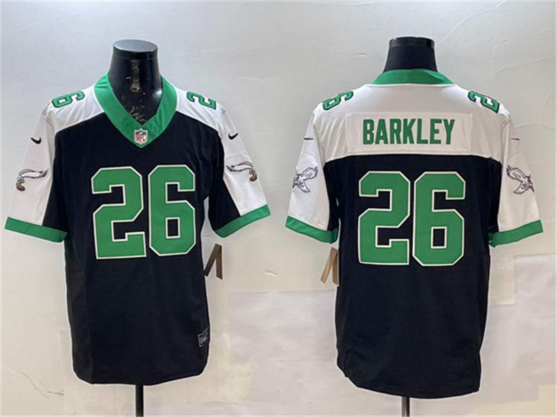 Men's Philadelphia Eagles 26 Saquon Barkley Black White F.U.S.E. Vapor Untouchable Limited Football Stitched Jersey