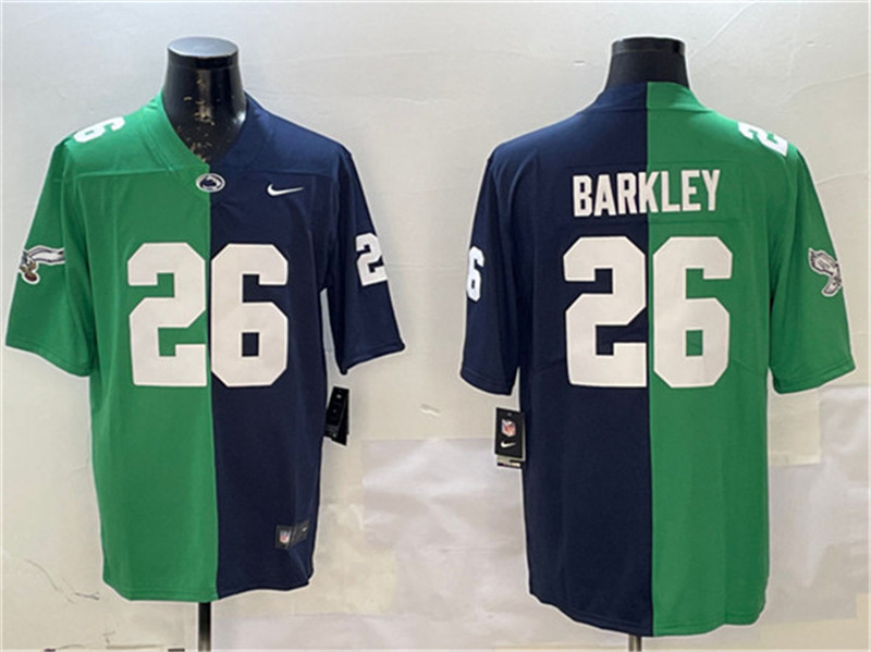 Men's Philadelphia Eagles 26 Saquon Barkley Green & Navy Split Vapor Untouchable Limited Football Stitched Jersey