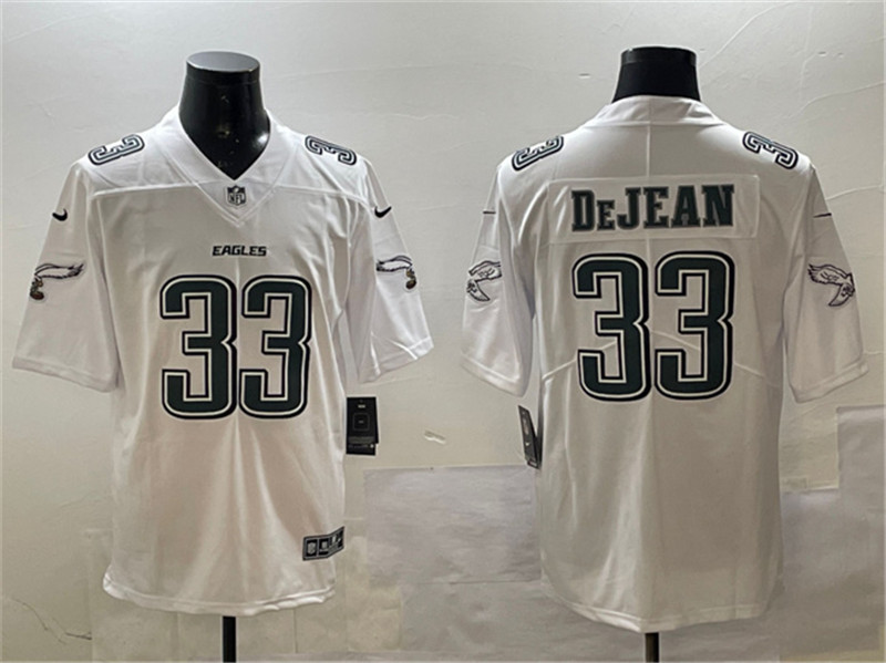 Men's Philadelphia Eagles 33 Cooper DeJean White Fashion New Vapor Untouchable Limited Stitched Football Jersey