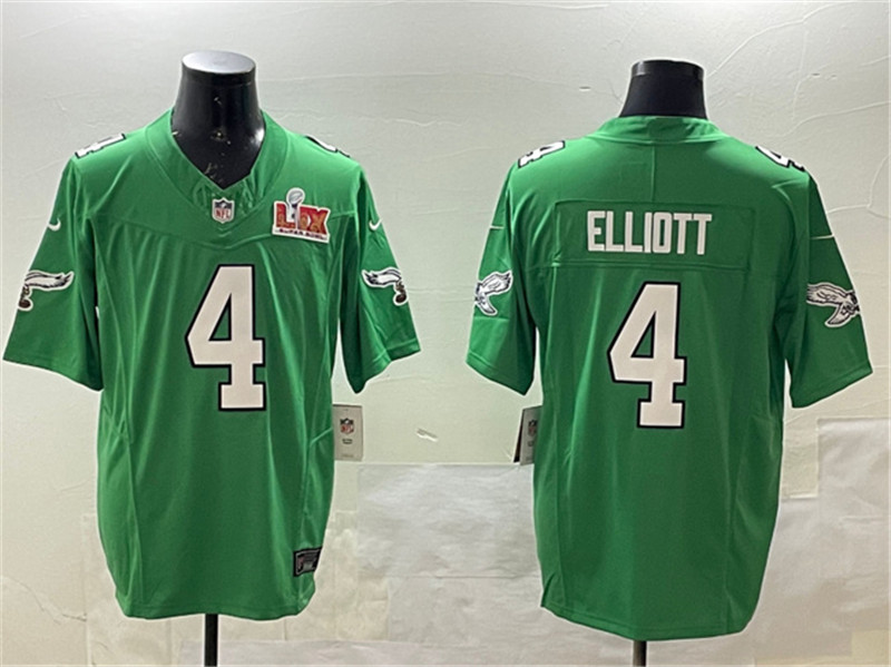 Men's Philadelphia Eagles 4 Jake Elliott Green 2025 Super Bowl LIX Patch F.U.S.E. Throwback Vapor Untouchable Limited Stitched Football Jersey