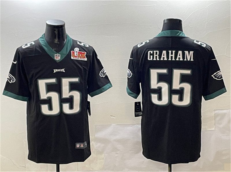 Men's Philadelphia Eagles 55 Brandon Graham Black 2025 Super Bowl LIX Patch Vapor Untouchable Limited Football Stitched Jersey