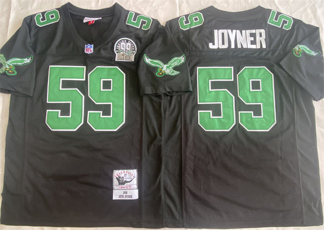 Men's Philadelphia Eagles 59 Seth Joyner Black Throwback Stitched Football Jersey
