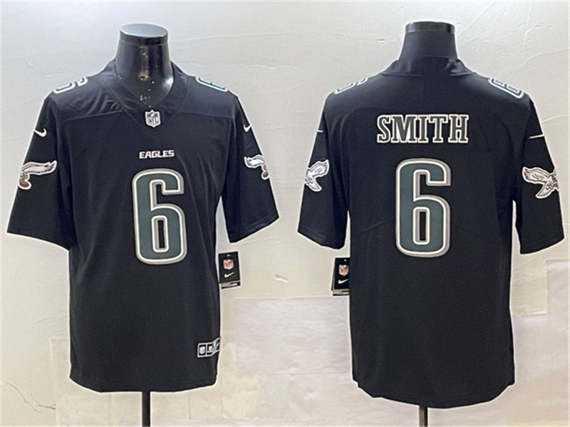 Men's Philadelphia Eagles 6 DeVonta Smith Black Fashion New Vapor Untouchable Limited Stitched Football Jersey