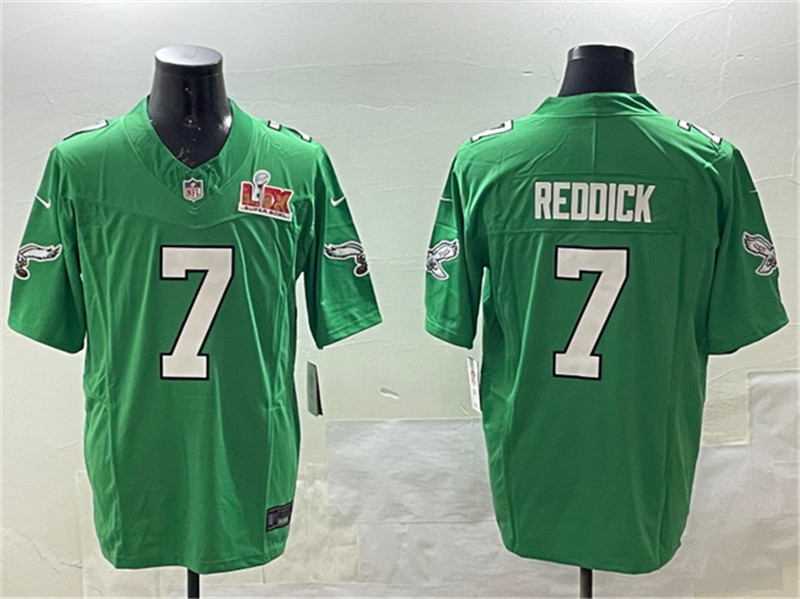 Men's Philadelphia Eagles 7 Haason Reddick Green 2025 Super Bowl LIX Patch F.U.S.E. Throwback Vapor Untouchable Limited Stitched Football Jersey