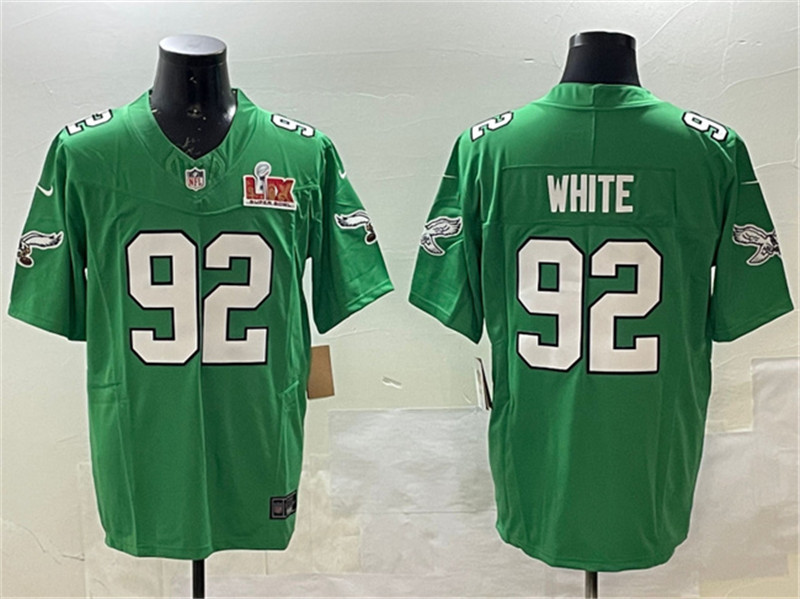 Men's Philadelphia Eagles 92 Reggie White Green 2025 Super Bowl LIX Patch F.U.S.E. Throwback Vapor Untouchable Limited Stitched Football Jersey