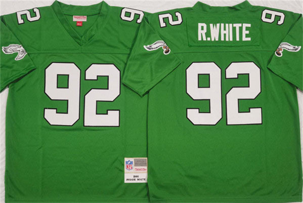 Men's Philadelphia Eagles 92 Reggie White Kelly Green Throwback Football Stitched Jersey