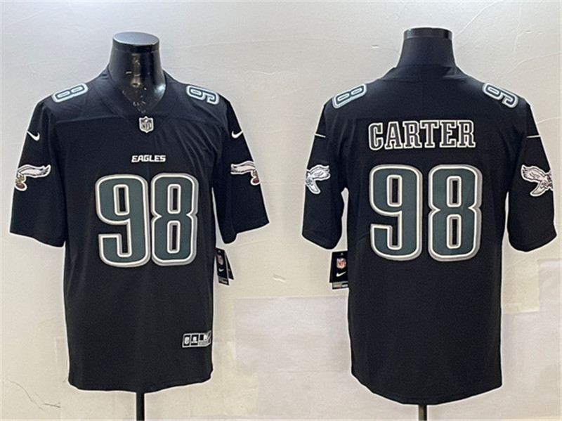 Men's Philadelphia Eagles 98 Jalen Carter Black Fashion New Vapor Untouchable Limited Football Stitched Jersey
