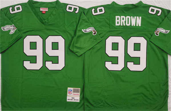 Men's Philadelphia Eagles 99 Jerome Brown Kelly Green Throwback Football Stitched Jersey