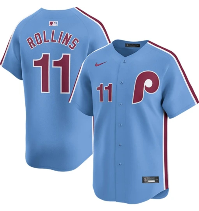 Men's Philadelphia Phillies 11 Jimmy Rollins Light Blue Alternate Limited Stitched Jersey