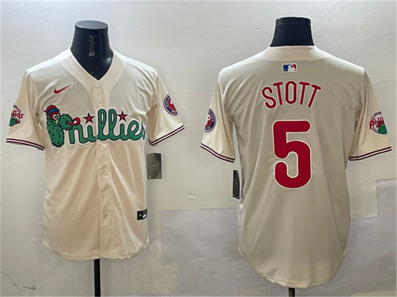 Men's Philadelphia Phillies 5 Bryson Stott Cream Phanatic Limited Stitched Jersey