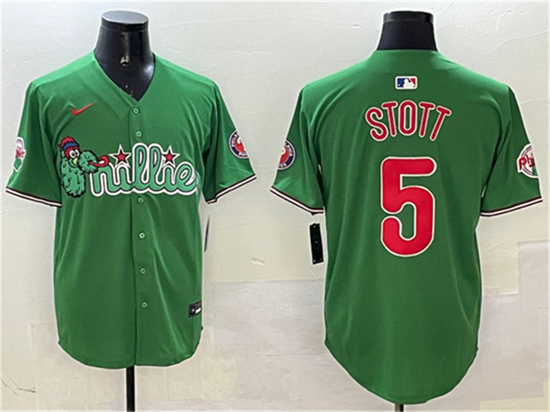 Men's Philadelphia Phillies 5 Bryson Stott Green Phanatic Limited Stitched Jersey