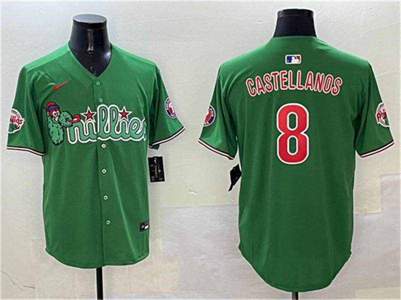 Men's Philadelphia Phillies 8 Nick Castellanos Green Phanatic Limited Stitched Jersey