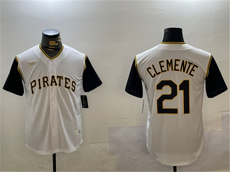 Men's Pittsburgh Pirates 21 Roberto Clemente White Cool Base Stitched Jersey