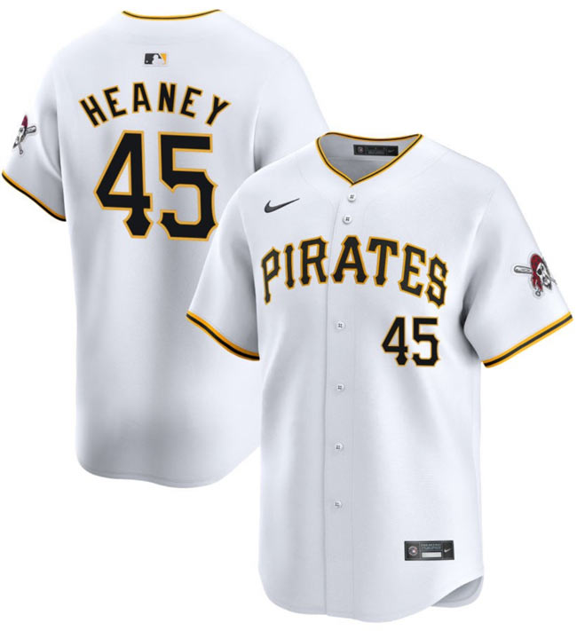 Men's Pittsburgh Pirates 45 Andrew Heaney White 2025 Home Limited Stitched Baseball Jersey