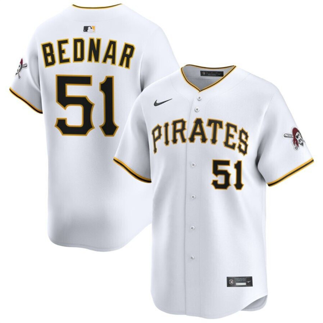 Men's Pittsburgh Pirates 51 David Bednar White 2025 Home Limited Stitched Baseball Jersey