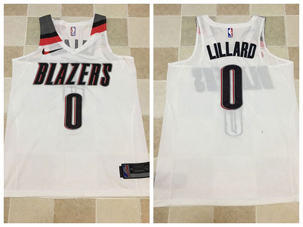 Men's Portland Trail Blazers #0 Damian Lillard White 2017 2018  Swingman Stitched NBA Jersey