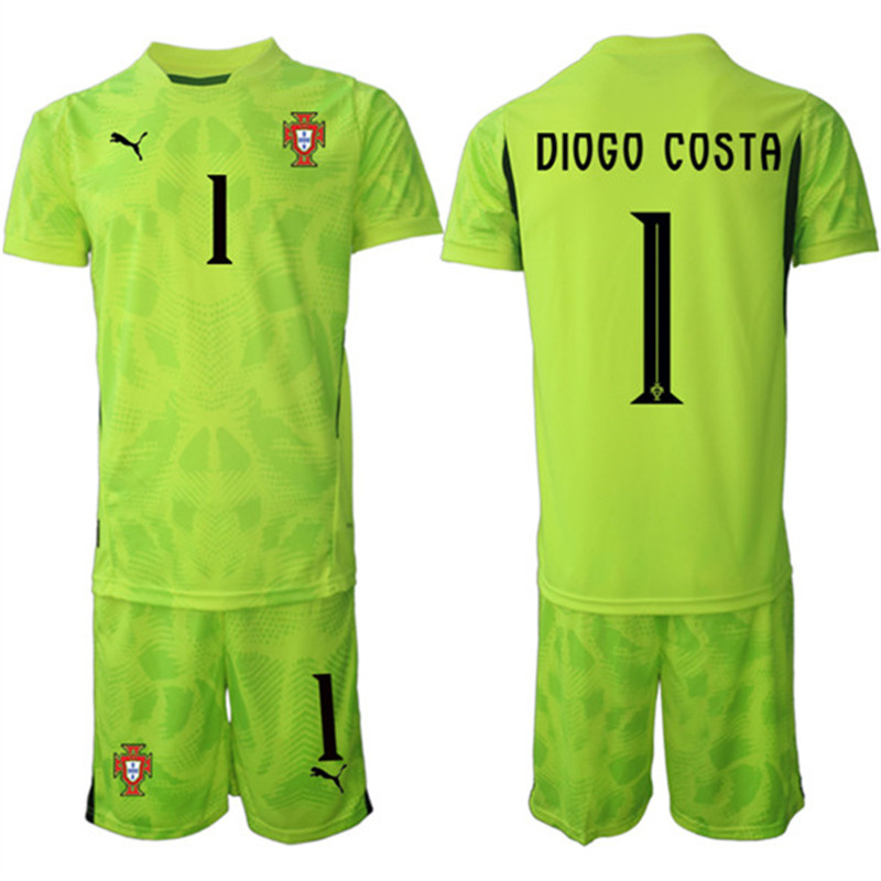 Men's Portugal Team 1 Diogo Costa 2025 Green Soccer Jersey Suit