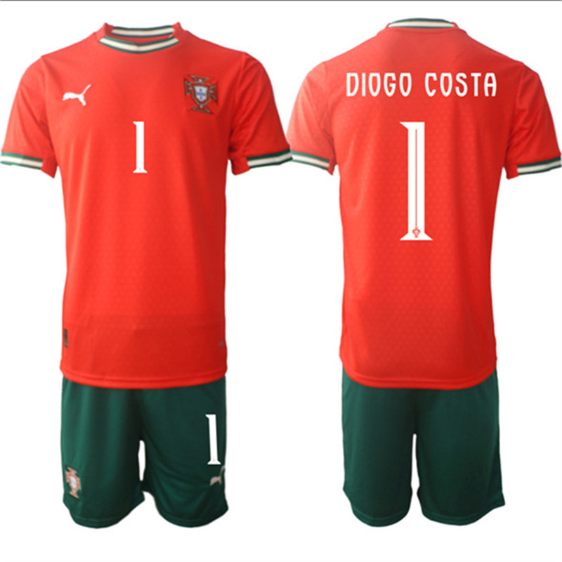 Men's Portugal Team 1 Diogo Costa 2025 Red Home Soccer Jersey Suit
