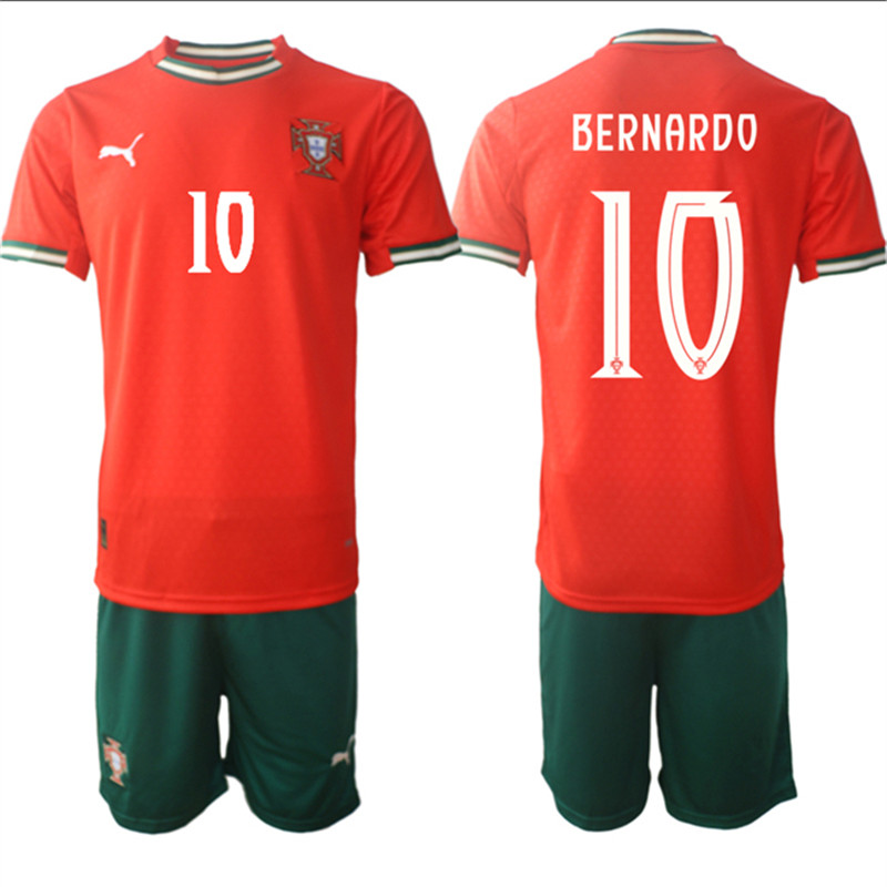 Men's Portugal Team 10 Bernardo 2025 Red Home Soccer Jersey Suit