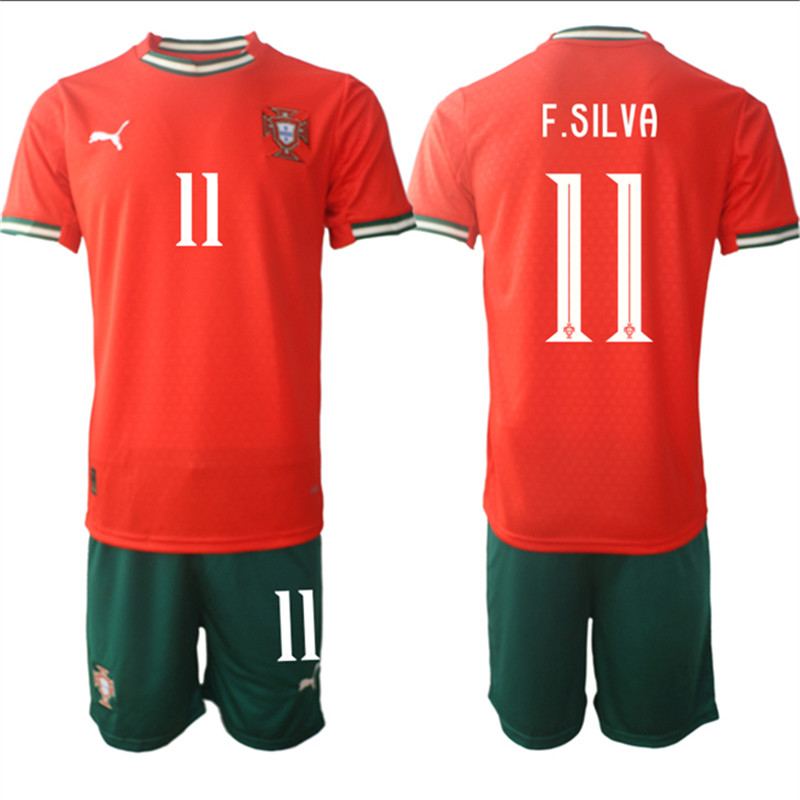 Men's Portugal Team 11 Fabio Silva 2025 Red Home Soccer Jersey Suit