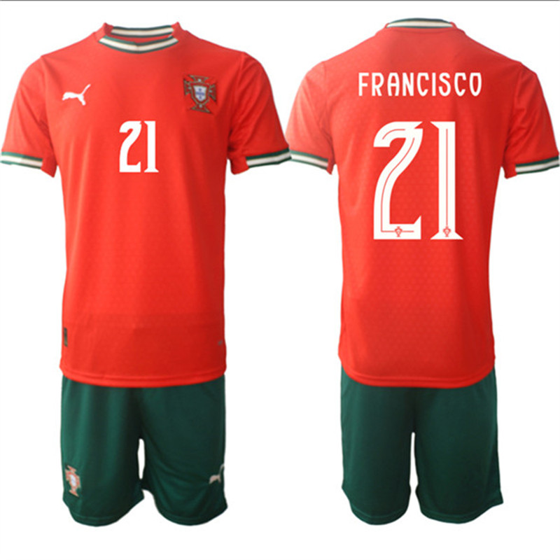 Men's Portugal Team 21 Francisco 2025 Red Home Soccer Jersey Suit