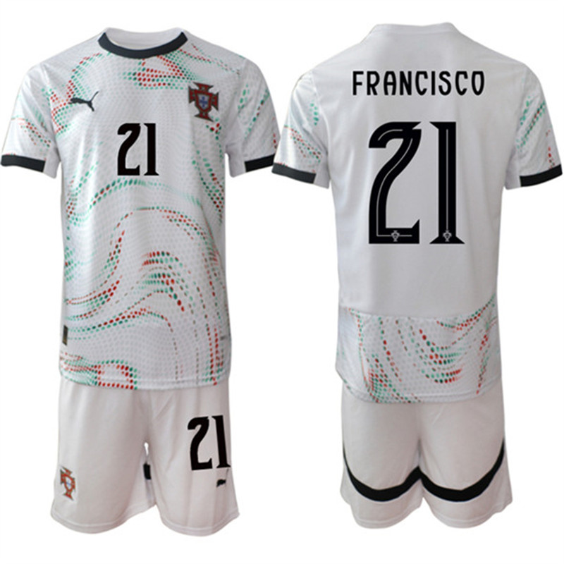 Men's Portugal Team 21 Francisco 2025 White Away Soccer Jersey Suit