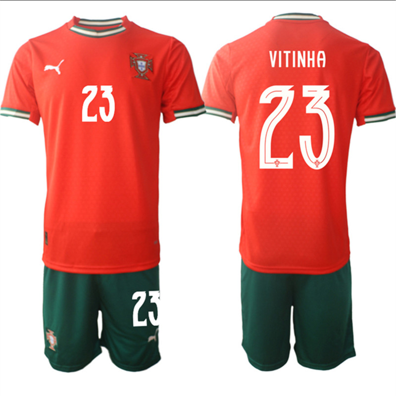 Men's Portugal Team 23 Vitinha 2025 Red Home Soccer Jersey Suit