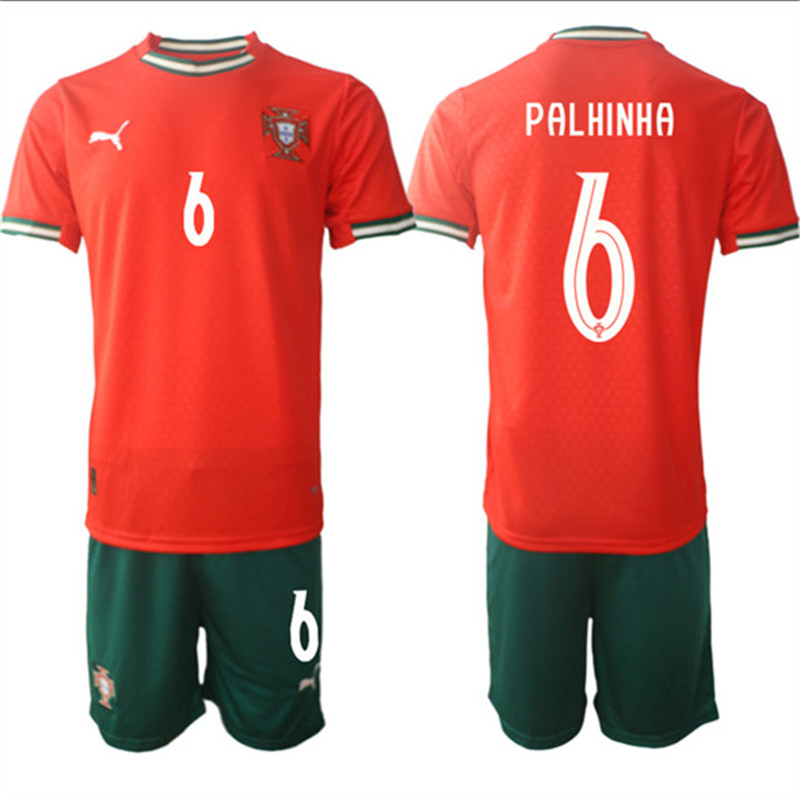 Men's Portugal Team 6 Joao Palhinha 2025 Red Home Soccer Jersey Suit