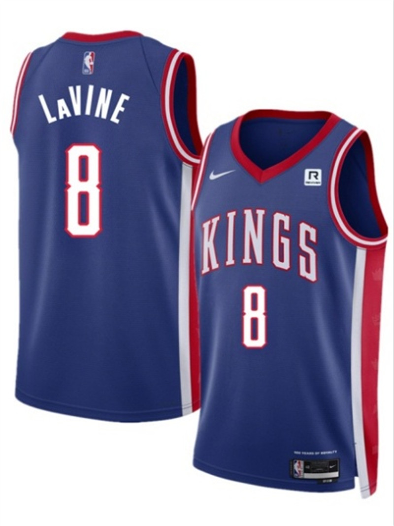 Men's Sacramento Kings 8 Zach LaVine Blue 2025 City Edition Stitched Basketball Jersey
