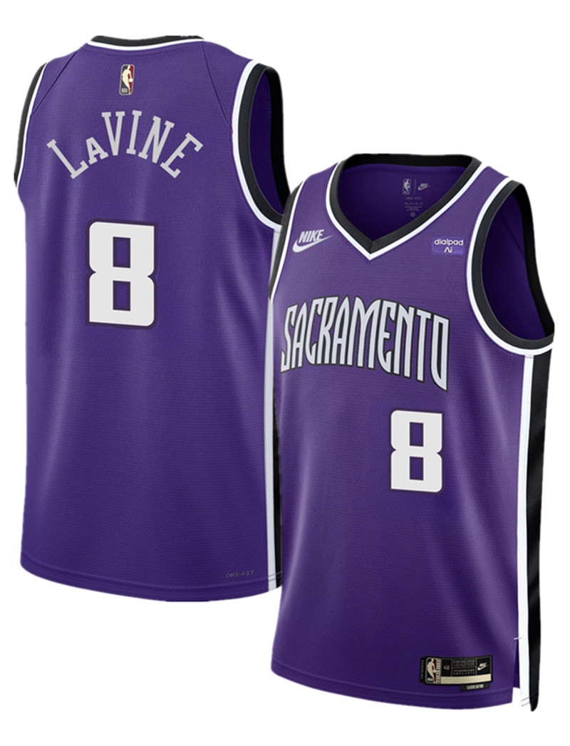 Men's Sacramento Kings 8 Zach LaVine Purple 2025 Classic Edition Stitched Basketball Jersey