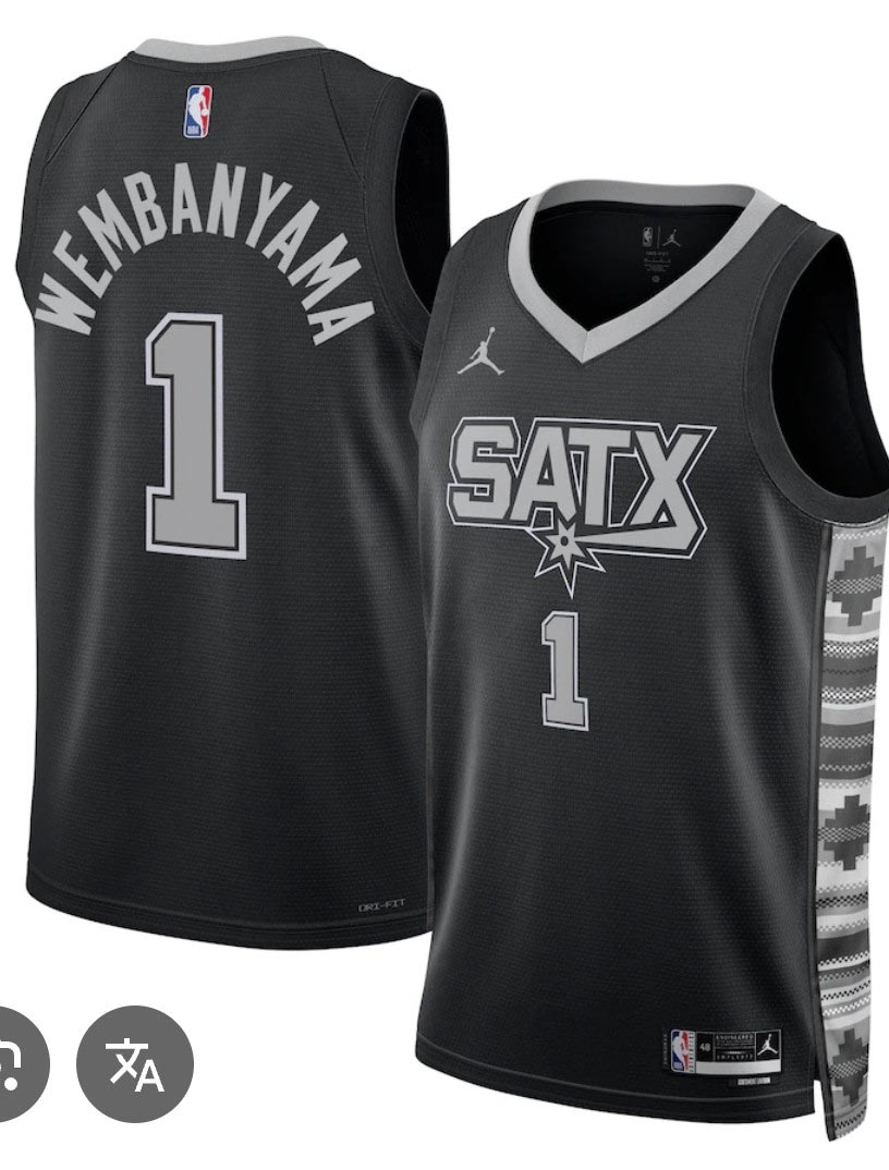 Men's San Antonio Spurs 1 Victor Wembanyama Black 2025 Statement Edition Stitched Basketball Jersey