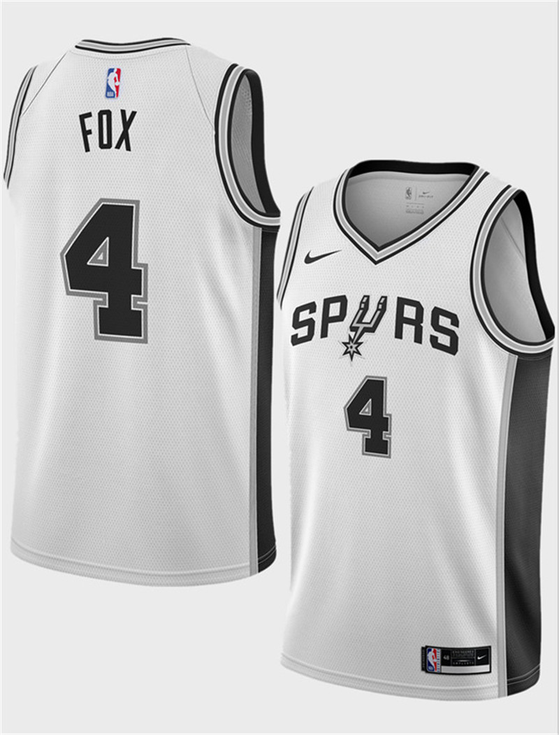 Men's San Antonio Spurs 4 De'Aaron Fox White 2024 25 Association Edition Stitched Basketball Jersey