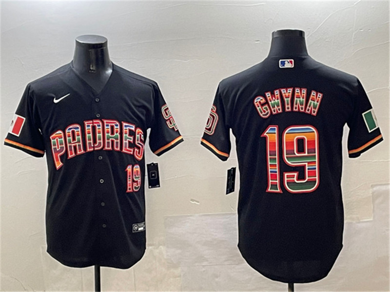 Men's San Diego Padres 19 Tony Gwynn Black Mexico Cool Base Stitched Baseball Jersey