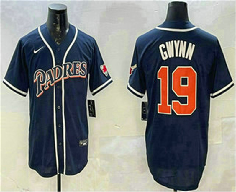 Men's San Diego Padres 19 Tony Gwynn Navy Blue Stitched MLB Cool Base Nike Jersey
